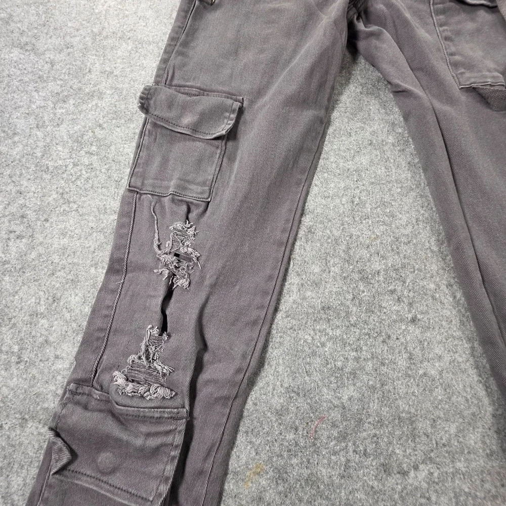 Si Tu Veux Jeans Mens Billy Jean Super Stacked Distressed Cargo Gray 38 Skinny